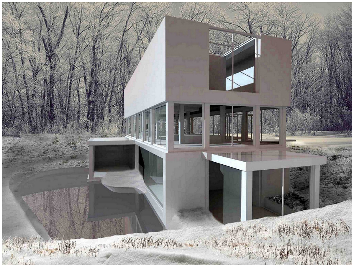 detached house Project residential Marble vegetation Tree  pond photoshop postproduction visualization portfolio