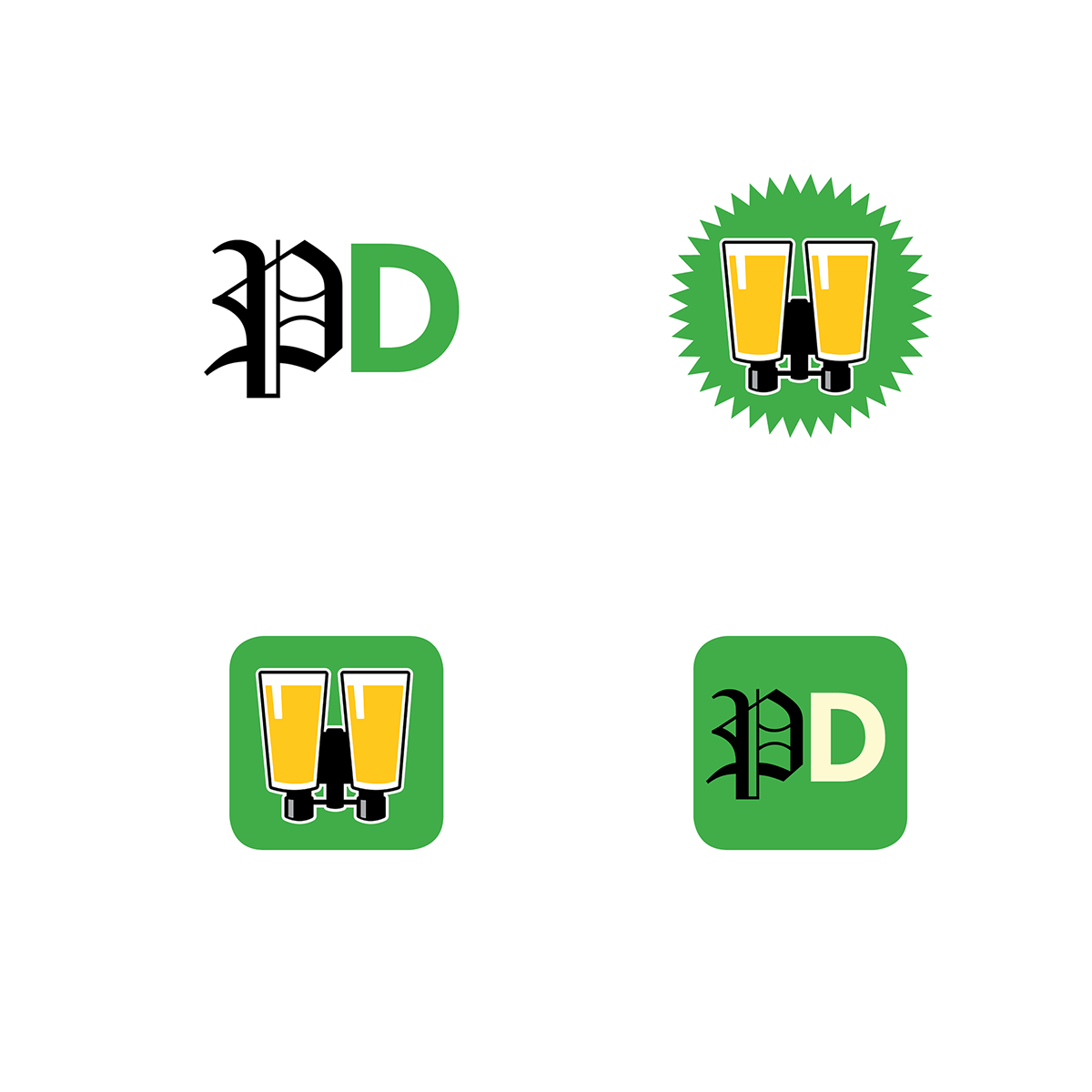 old english humour green yellow identity app design