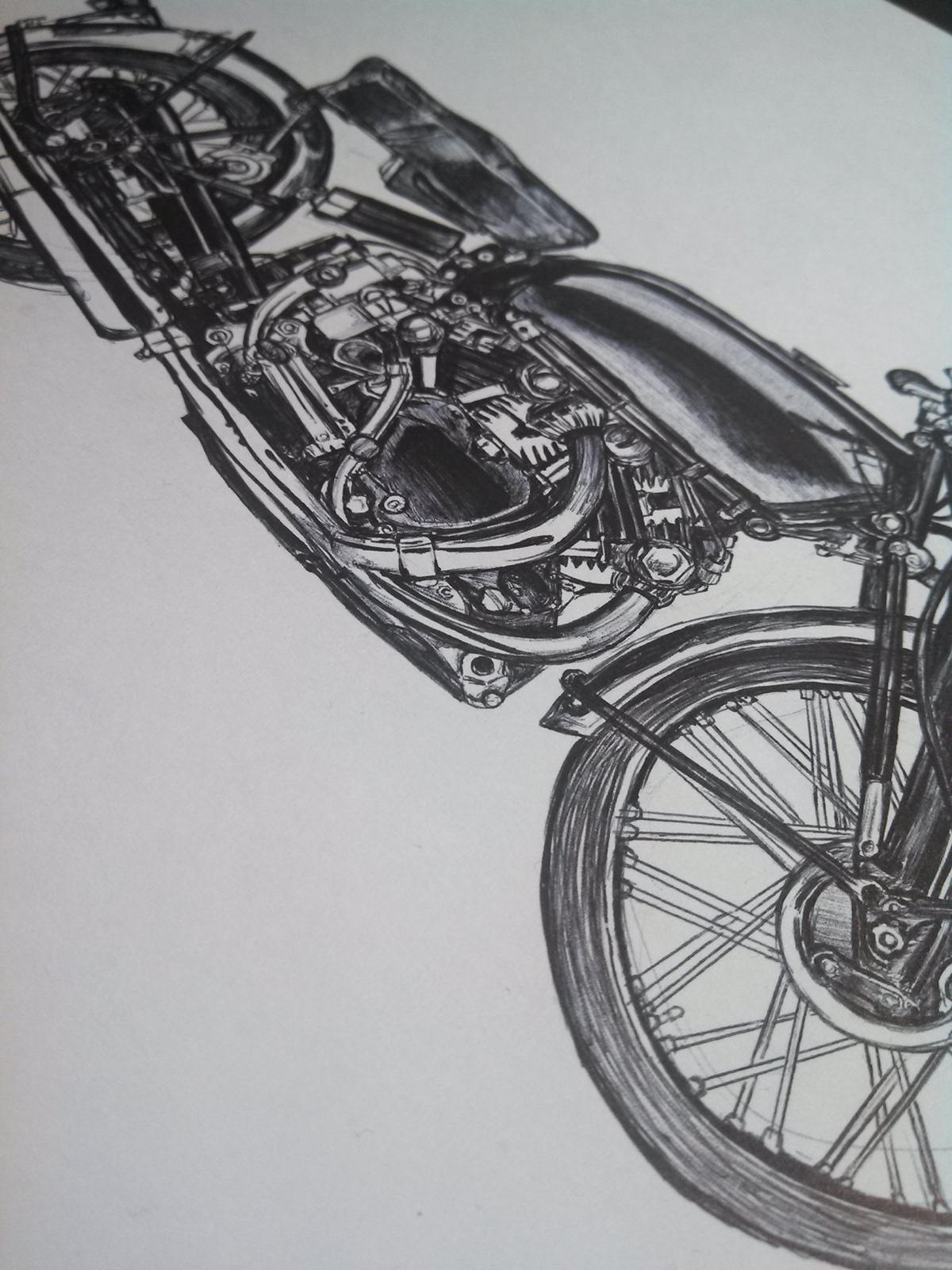 vincent black shadow motorcycle 40s ballpen dibujo pluma monterrey mexico reynosa df Guadalajara ink tattoo