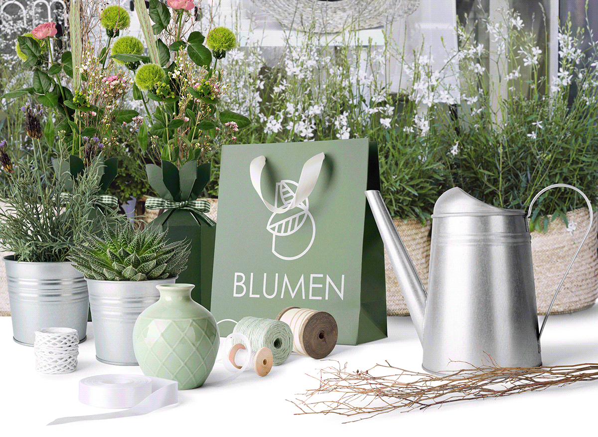 flowershop design branding  Flowers logodesign RECYCLED blumen flower store brand identity natural