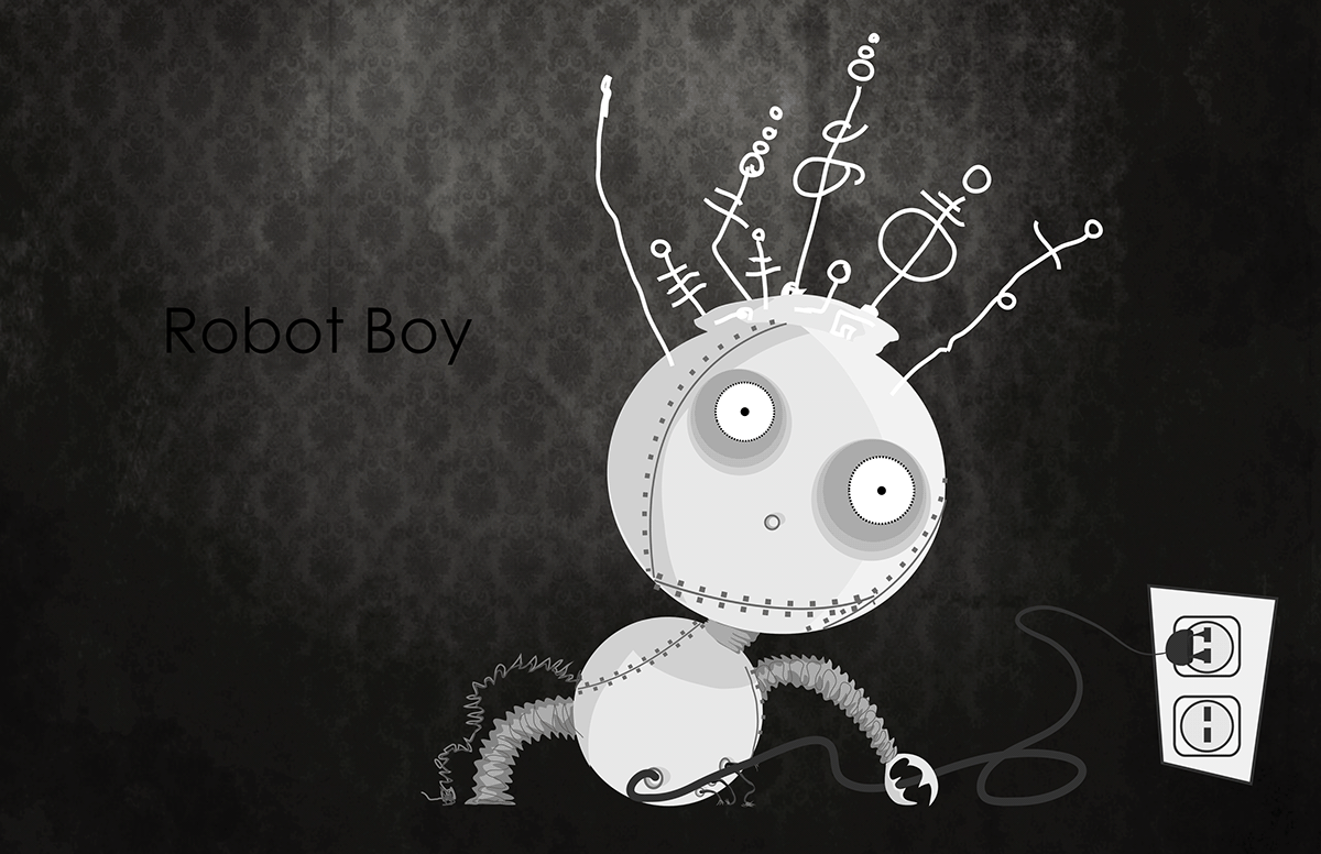 Robot boy  tim burton  Illustration motion graphic after effects
