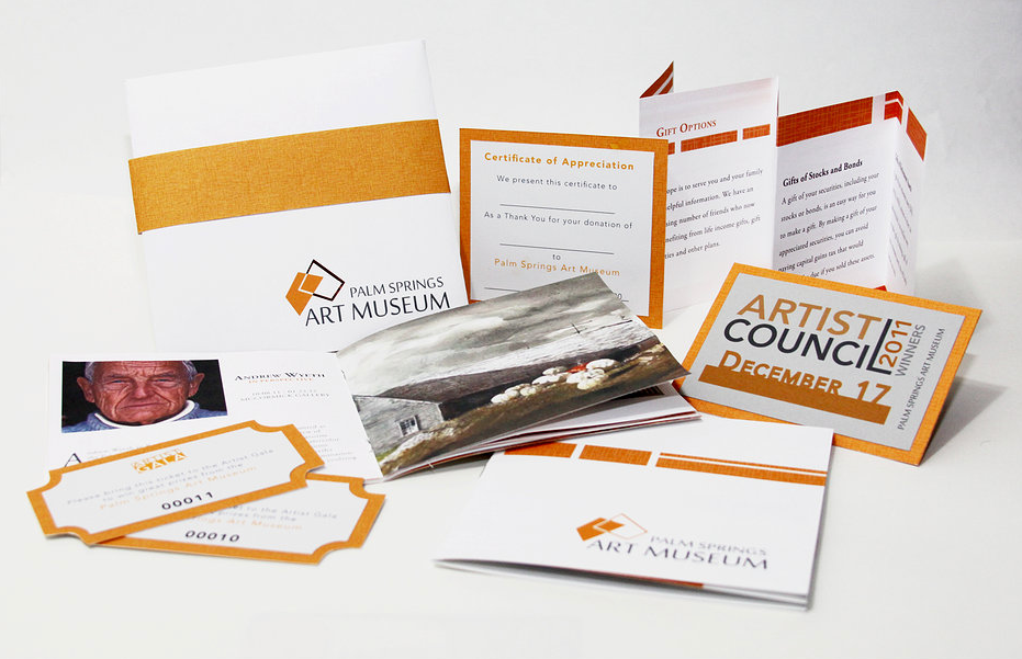 Palm Springs Art Museu brand identity Coporate collaterals Signage invitation kit promotional design
