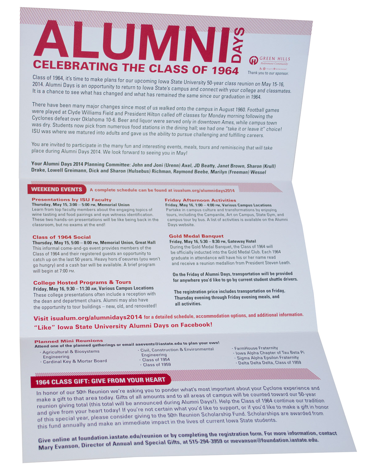 iowa state Alumni Days mailer brochure