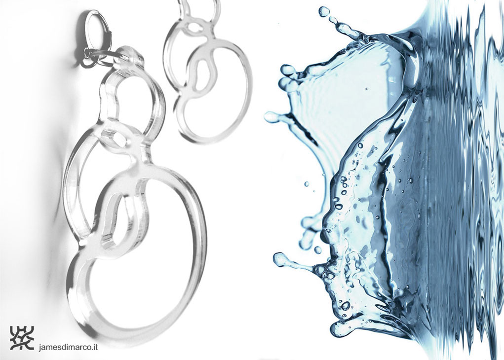 earrings plexiglass Nature jewels jewelry JAMES DI MARCO drop water
