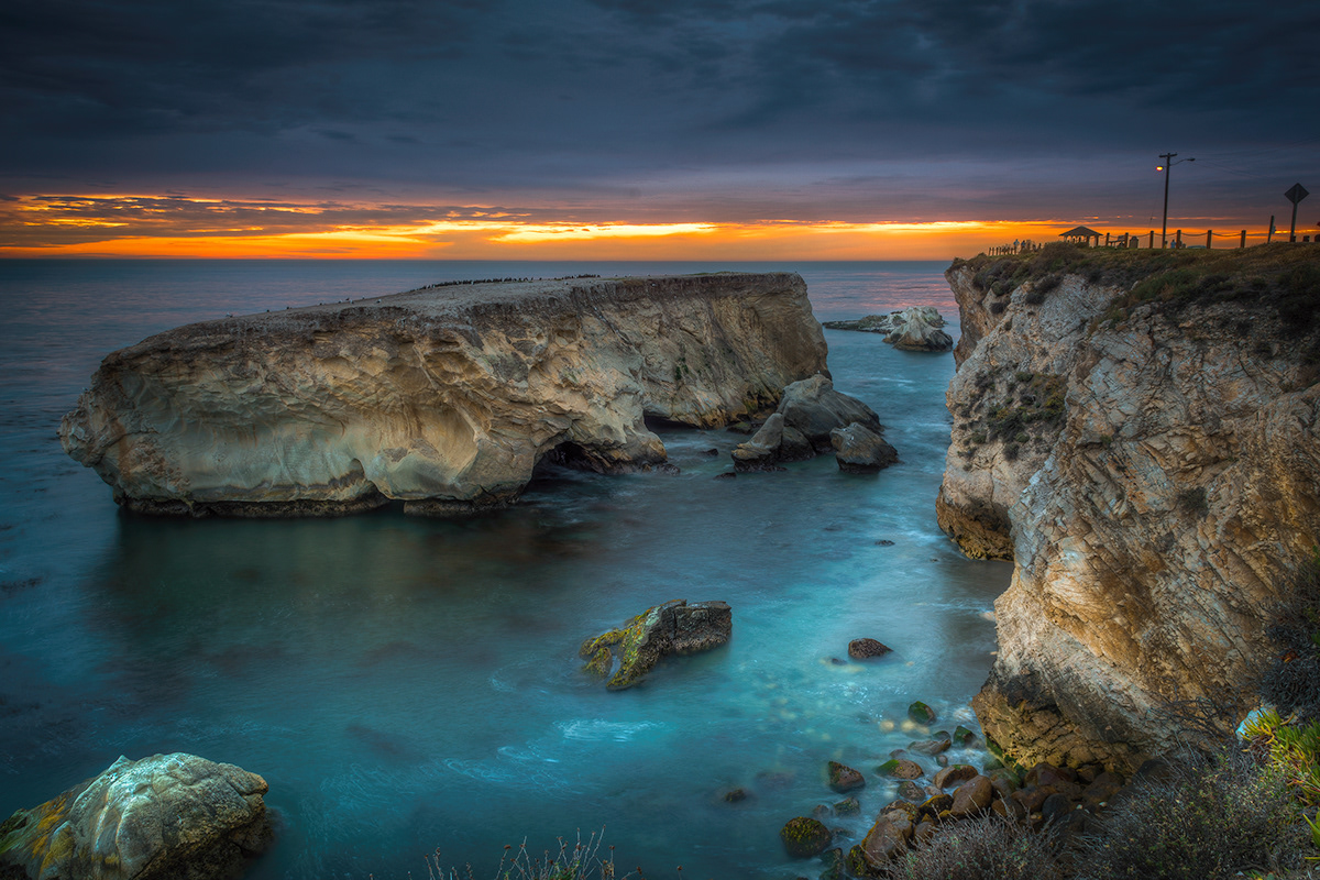 long exposure light sunset Ocean pacific ocean earth rock formations Caves sunlight coastal dramatic orange and blue