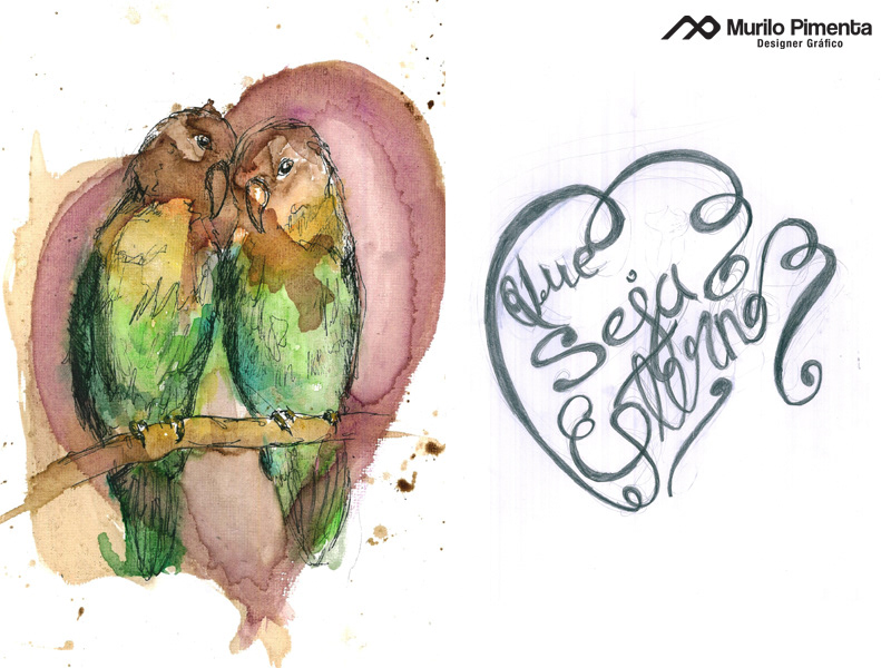 lettering birds parakeets brazilian animals animals watercolor ink nib Coffee Valentine's Day Love