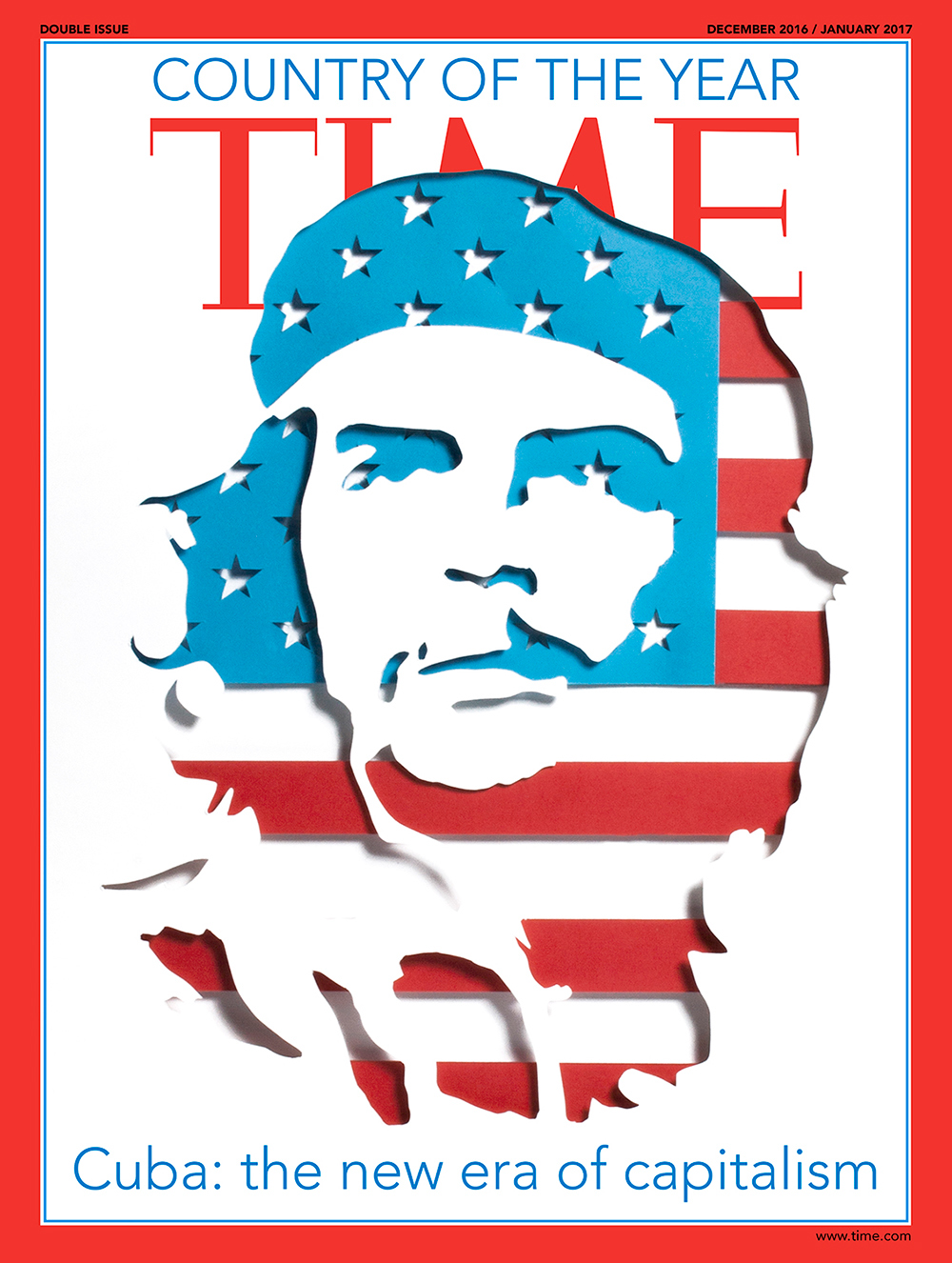 3D 3dpaper 3Dillustration cuba usa che Che Guevara capitalism editorial design Time Magazine magazine papercut