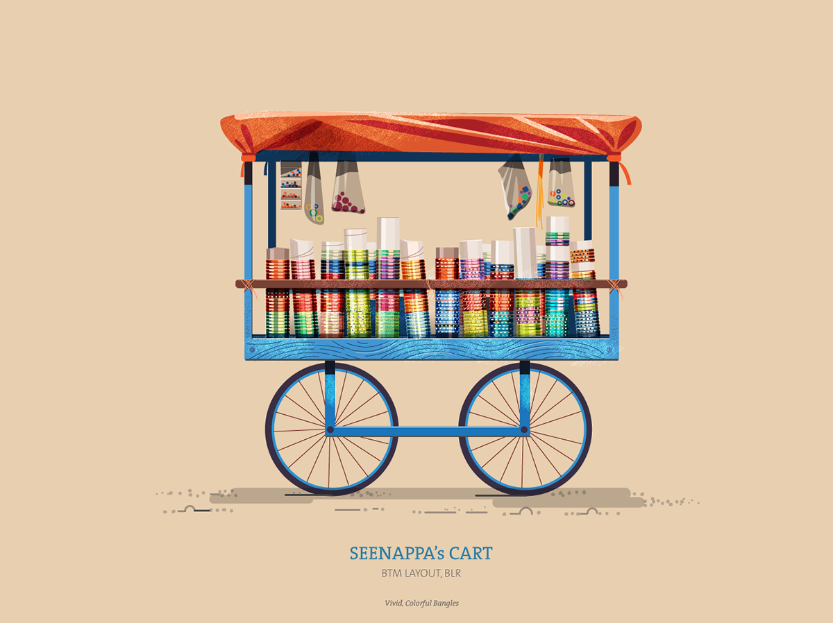 carts indian carts street carts Street Vendors India chaat Sugarcane India illustration