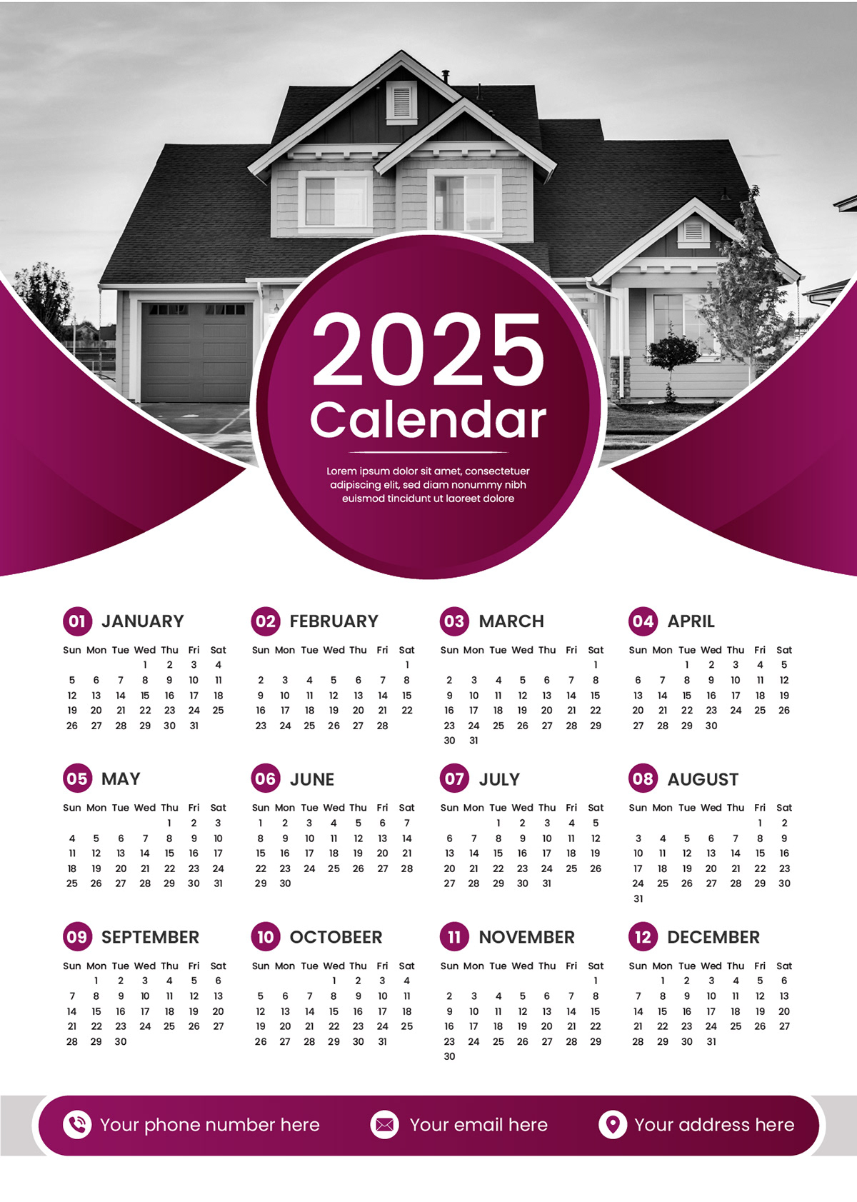 2025 calendar calendar 2025 wall calendar new year happy new year card desk calendar corporate wall wall calendar design