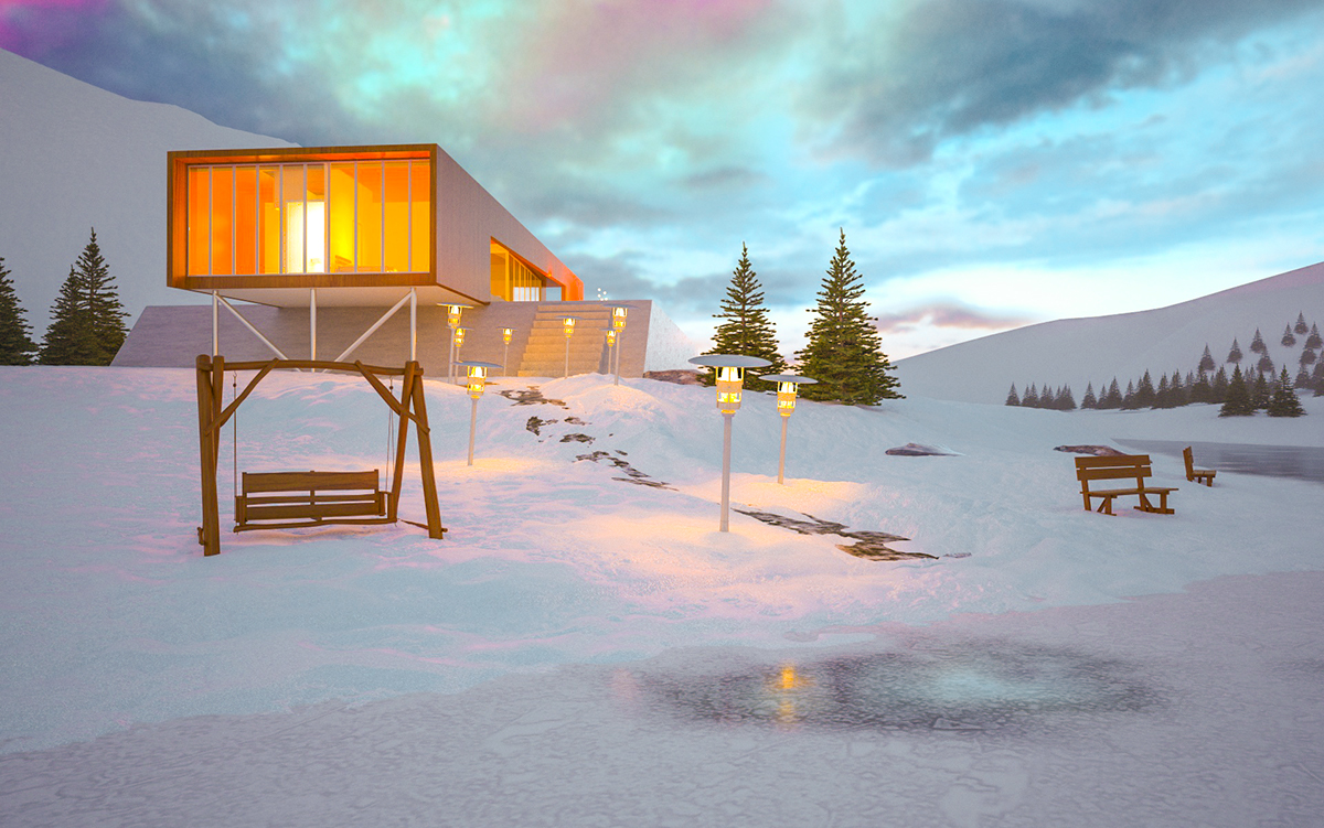 winter house remder (3dsmax-ps)