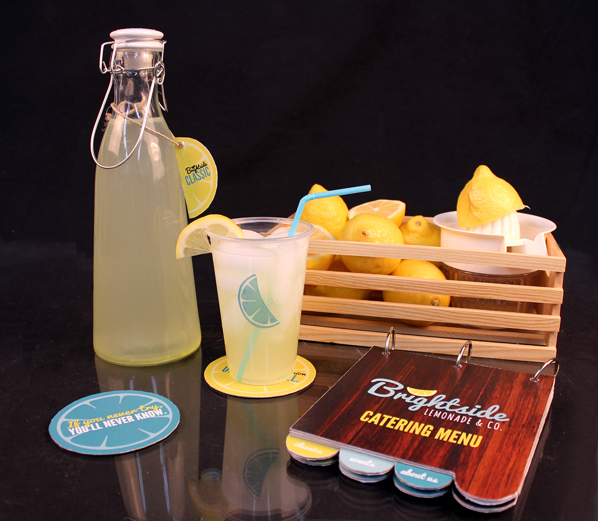 Juice Packaging lemonade brightside lemons Drink Packaging logo Logo Design student