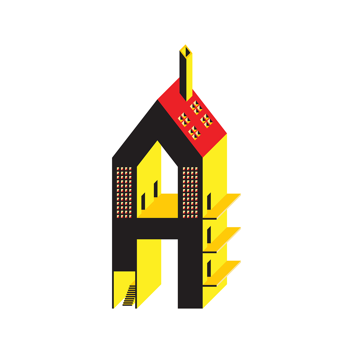 houses letters DearArchitecture Competition New York agency red blue green yellow 100houses gif black stairs windows