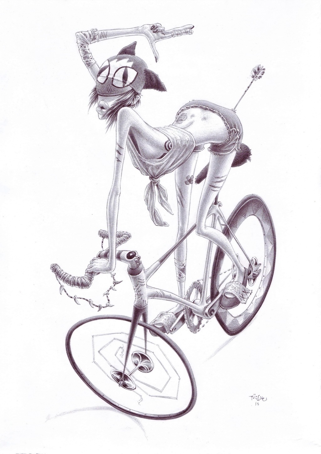 girl fixie fixed gear track black and white track stand tucske   Cat Bicycle Bike Kinfolk