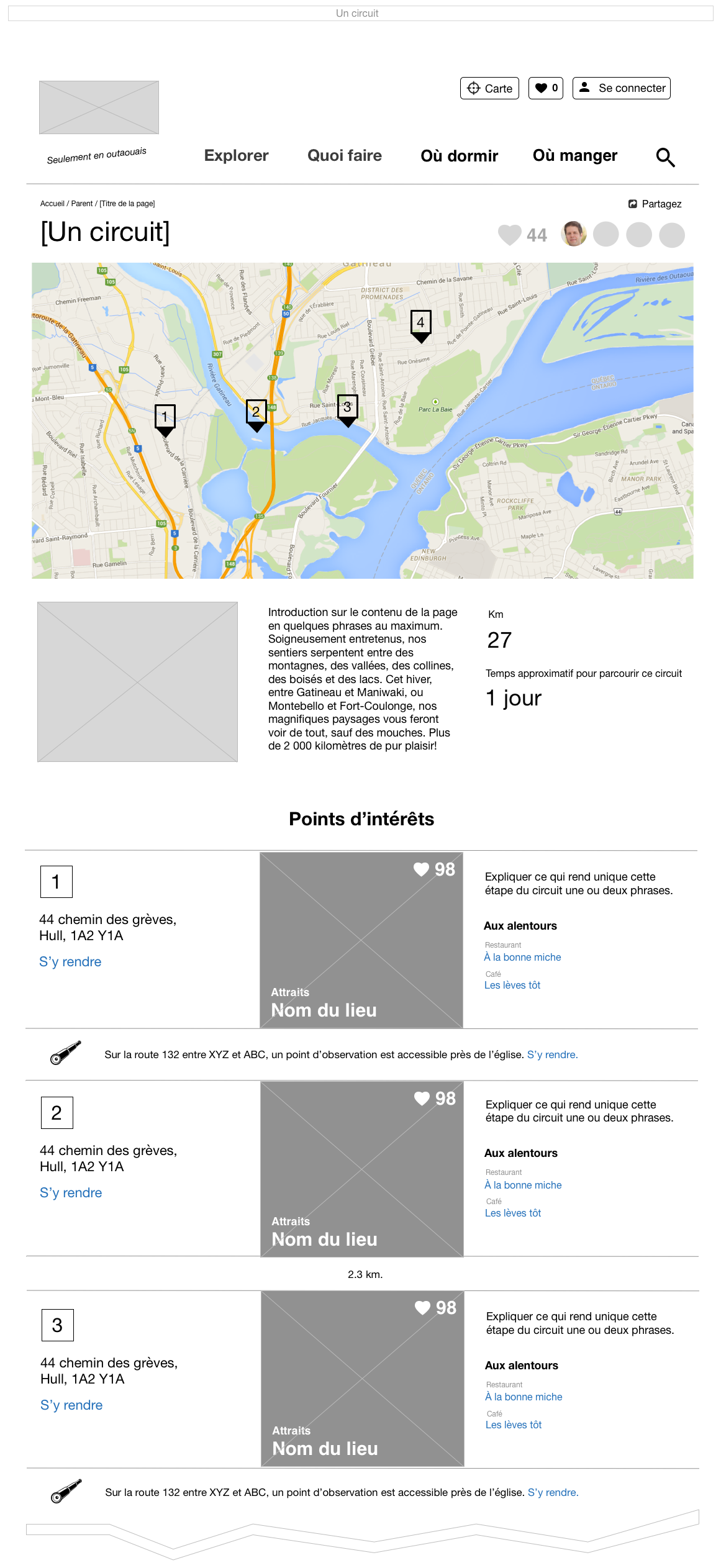 tourism directory Responsive wireframes