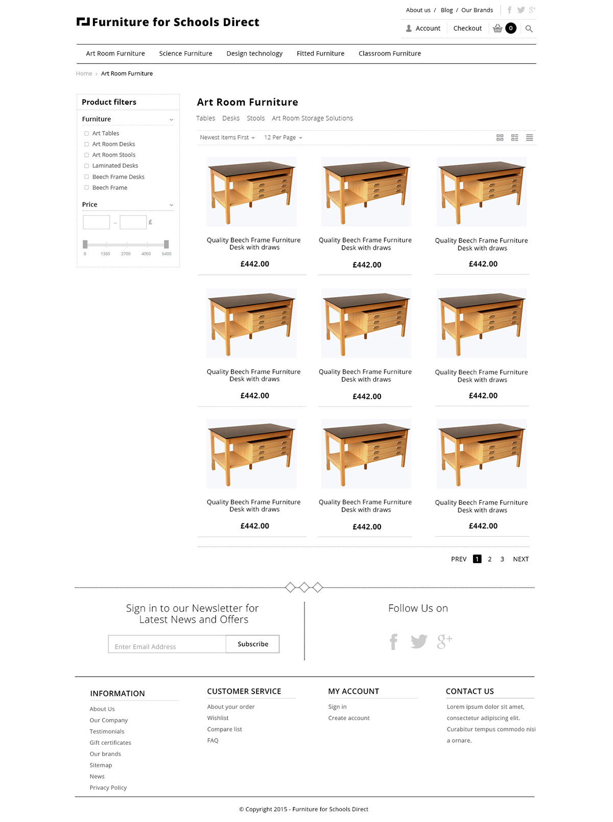 eCommerce website design black/white website design Furniture Website design