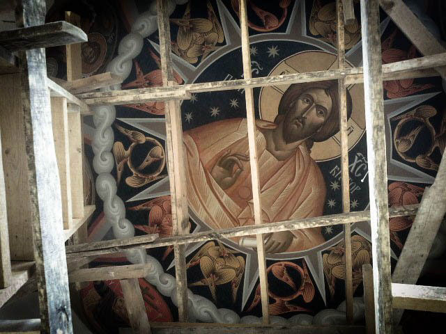 Icon painting   church art Byzantium monymental Pantocrator saint ILLUSTRATION 