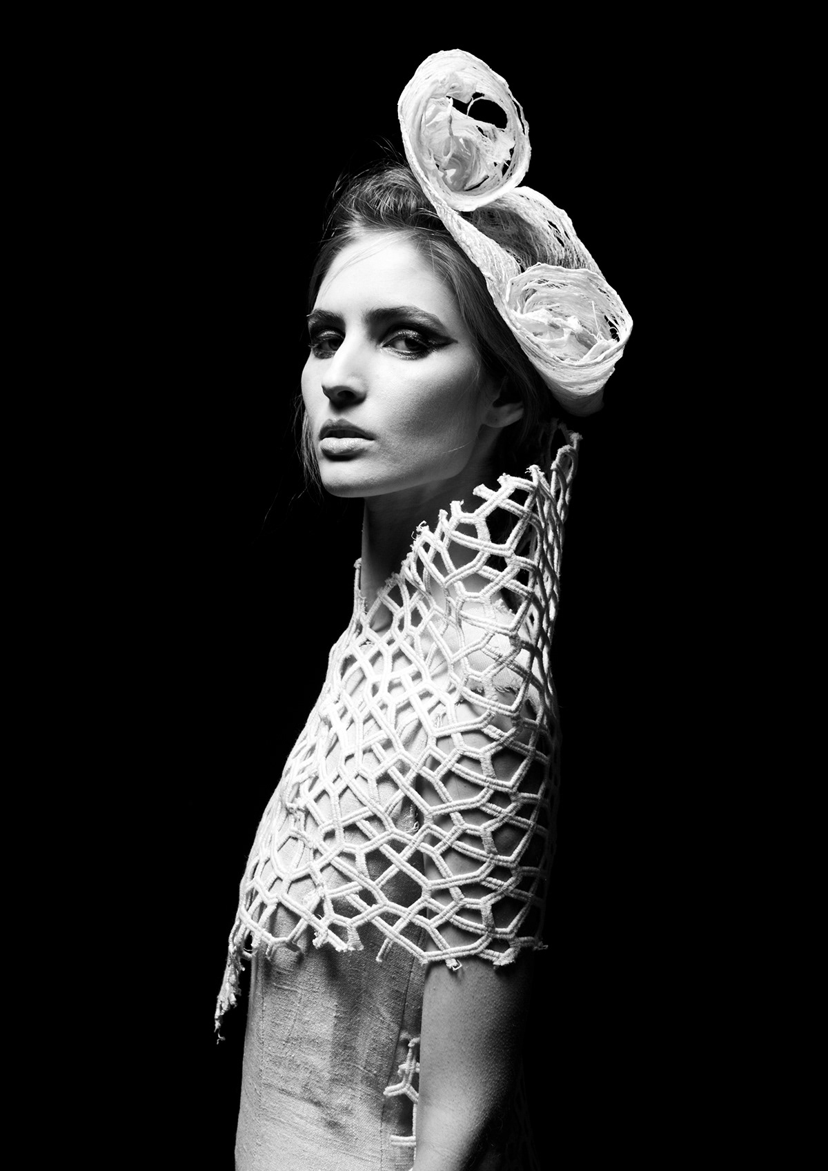 black and white moda Make Up  tissue model  modella Web fashion style Fashion Designer milan Italy milano italia