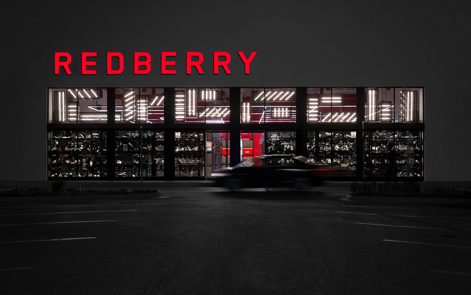 Anagrama mexico Redberry store retailer red Kraft factory raspberry shoes interiors industrial Shoe Store metal concrete
