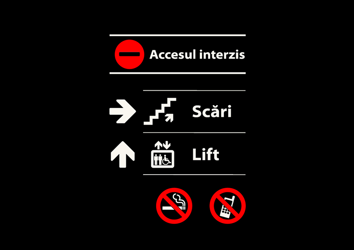 Signage directionals symbol interaction