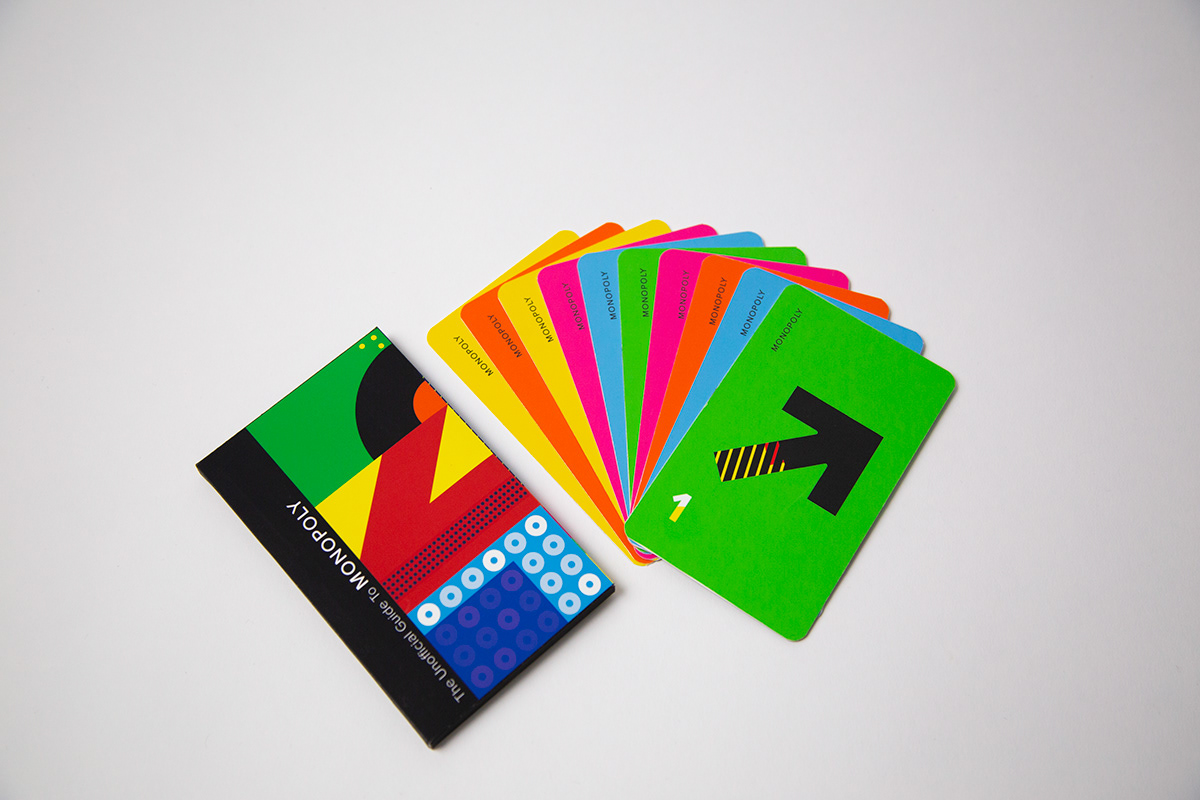 3D Modelling card design graphic design  icons Monopoly neon colours Rule Book