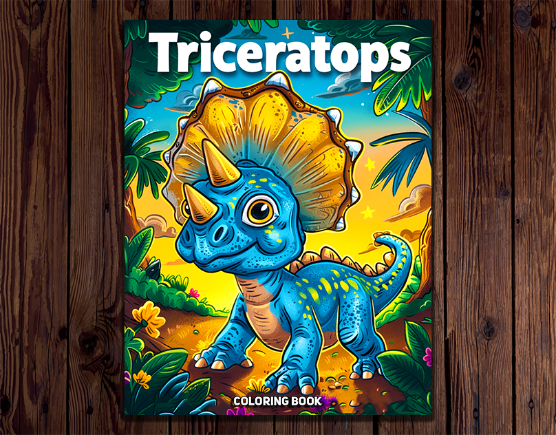 triceratops tyrannosaurus t-rex Dinosaur coloring book cover design coloring book cover book design KDP book cover adult coloring book