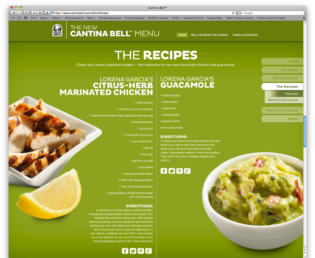 Taco Bell  Lorena Garcia celebrity chef cantina hmtl5 parrallax scroll