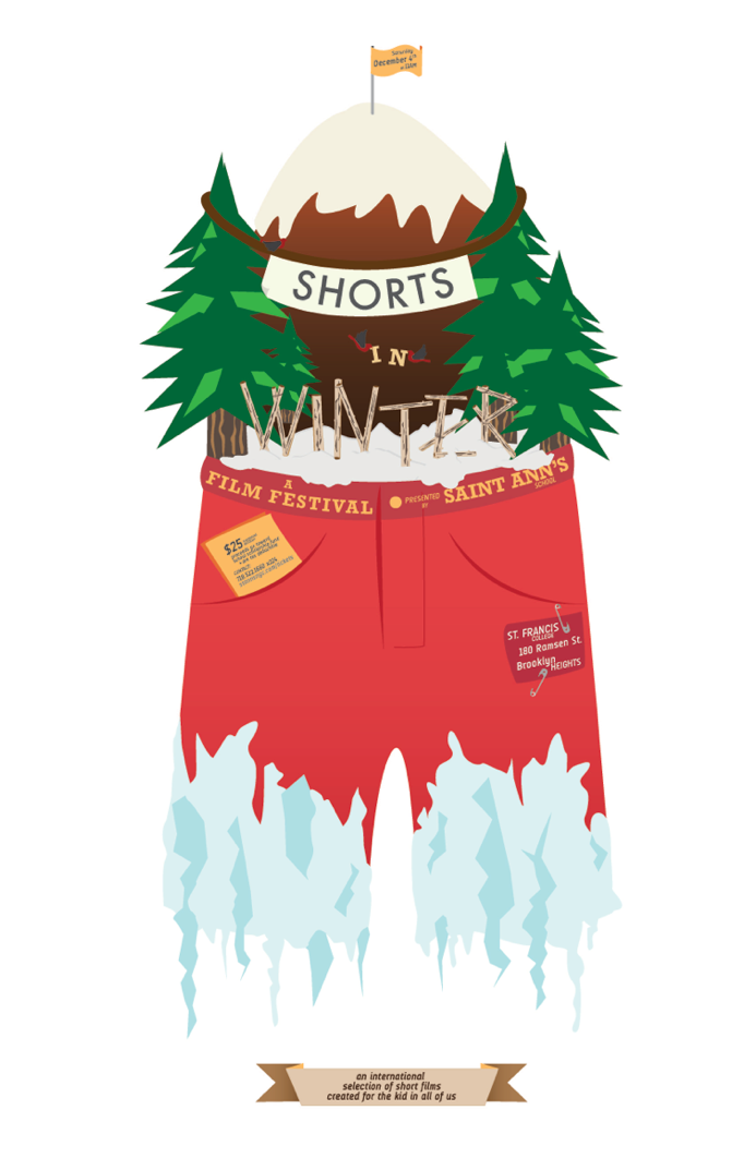 mountain winter shorts snow birds poster print type