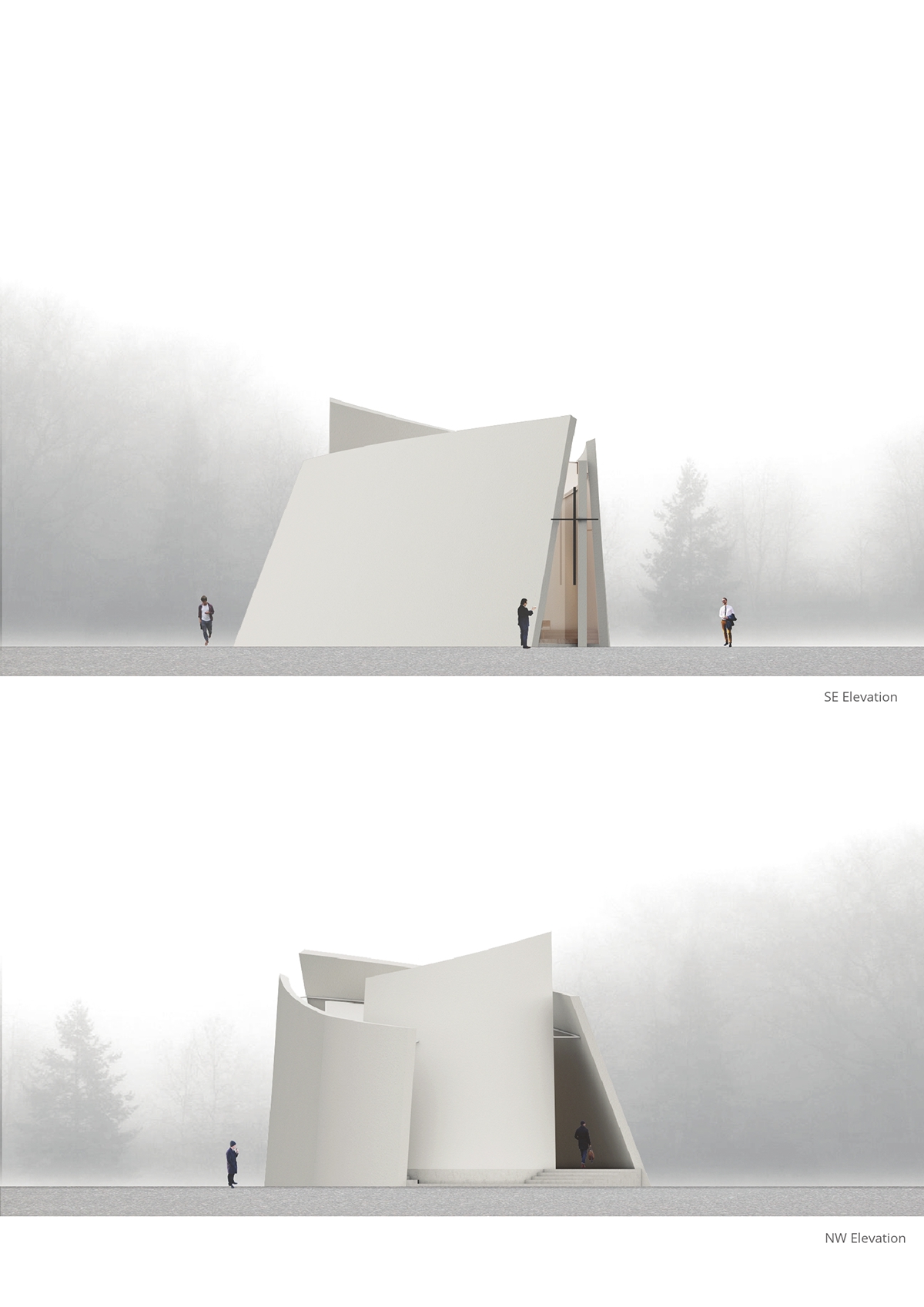 chapel architectural design Spritial poetic White minimal pure