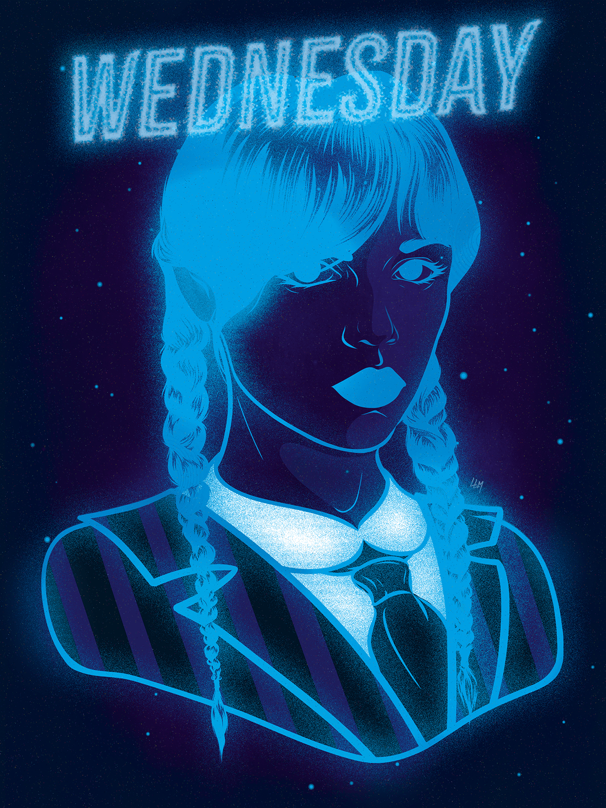 addams family Cyberpunk Digital Art  neon lights Netflix poster Poster Design Synthwave wednesday Wednesday Addams