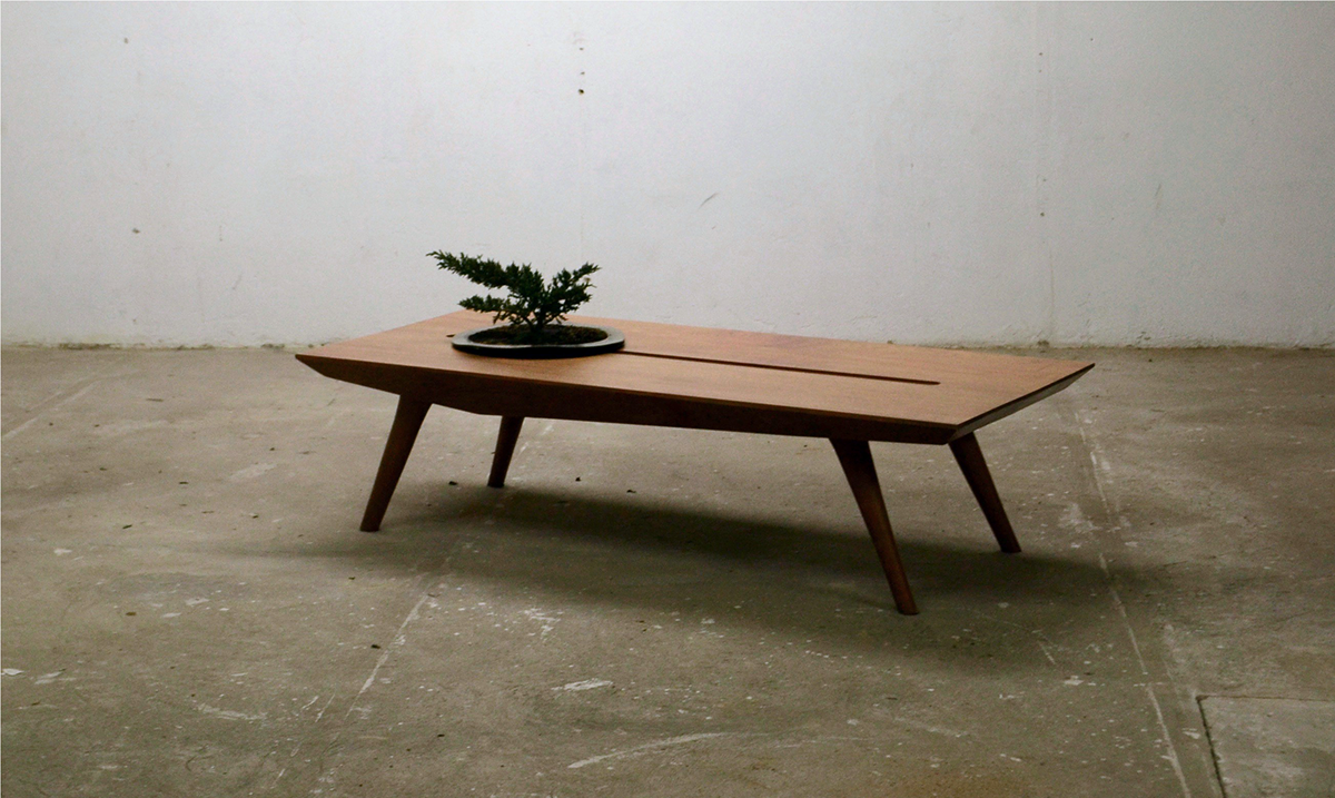 furniture coffe table Nature wood Carpentry reconnect bonsai plants rythms