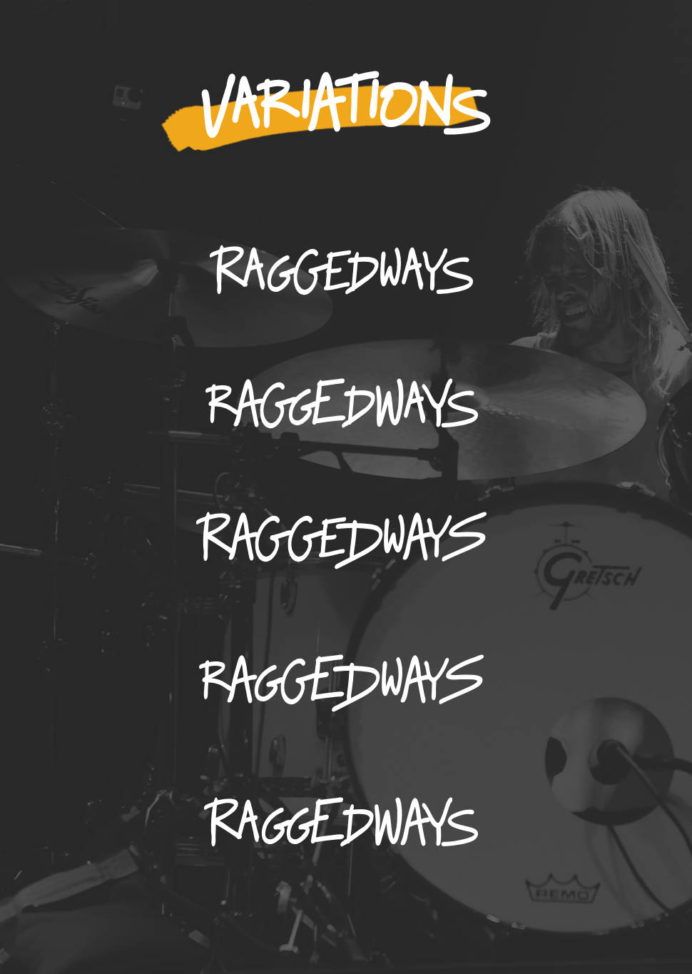 Raggedways free Typeface foo fighters handmade hand Dave Grohl Taylor Hawkins Nate Mendel Pat Smear Chris Shiflett download
