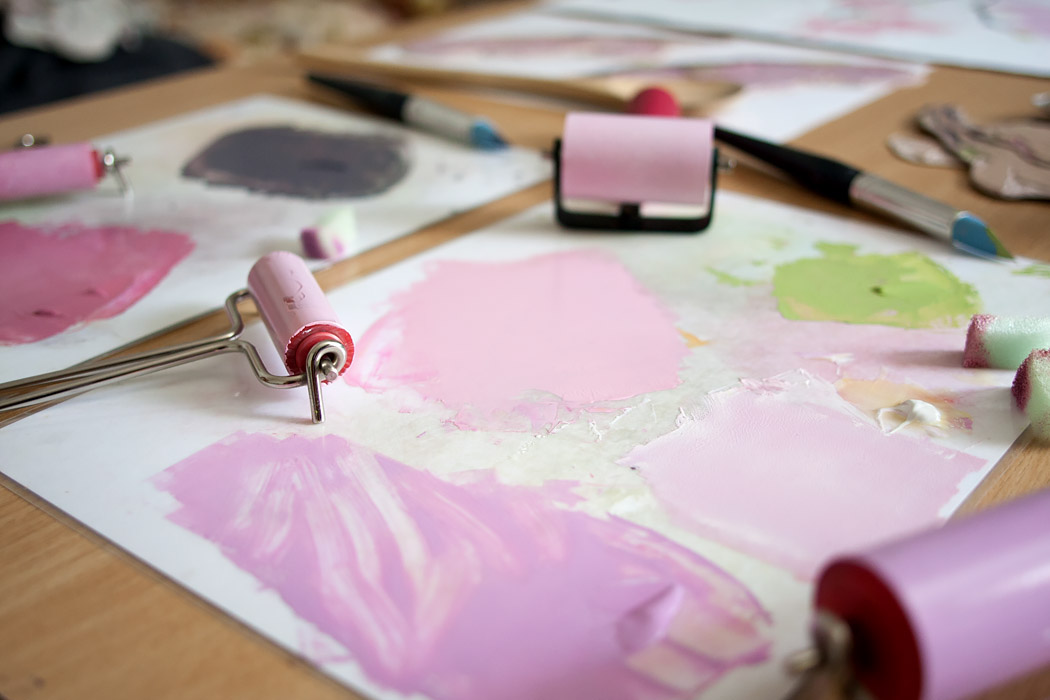 block printing stamps linocut Flowers magnolia fabric personal