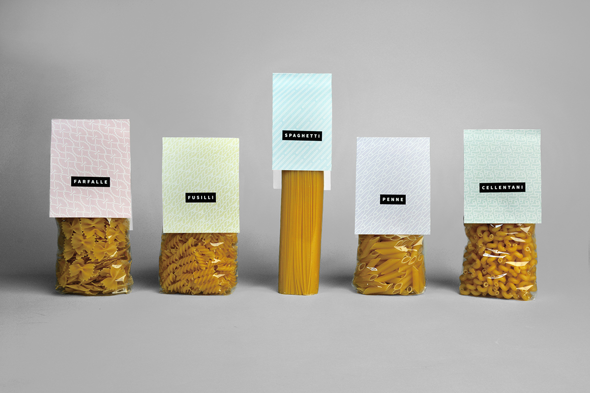 Pastel colors pasta packaging by Felicitas Hirmer