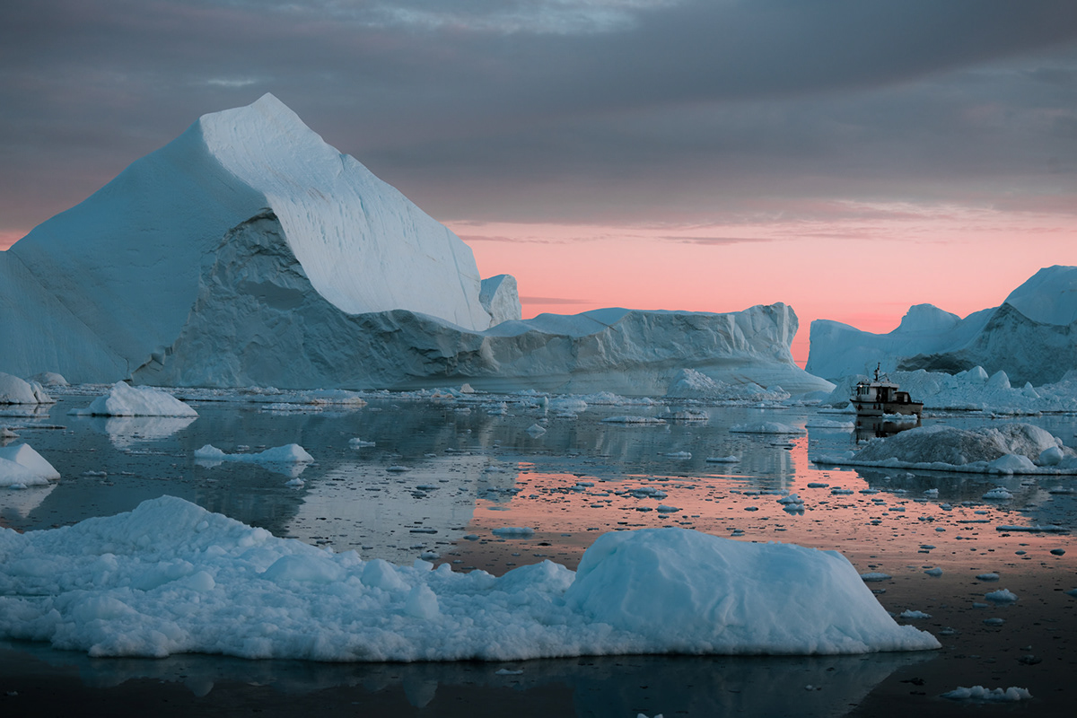 Greenland iceberg environment pantone coy2019 sunset silence fine art Ocean ship