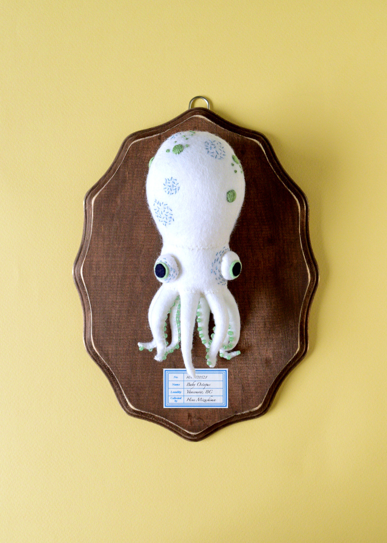 octopus felt sculpture soft sculpture toy art craft handmade hine mizushima wall decor plush