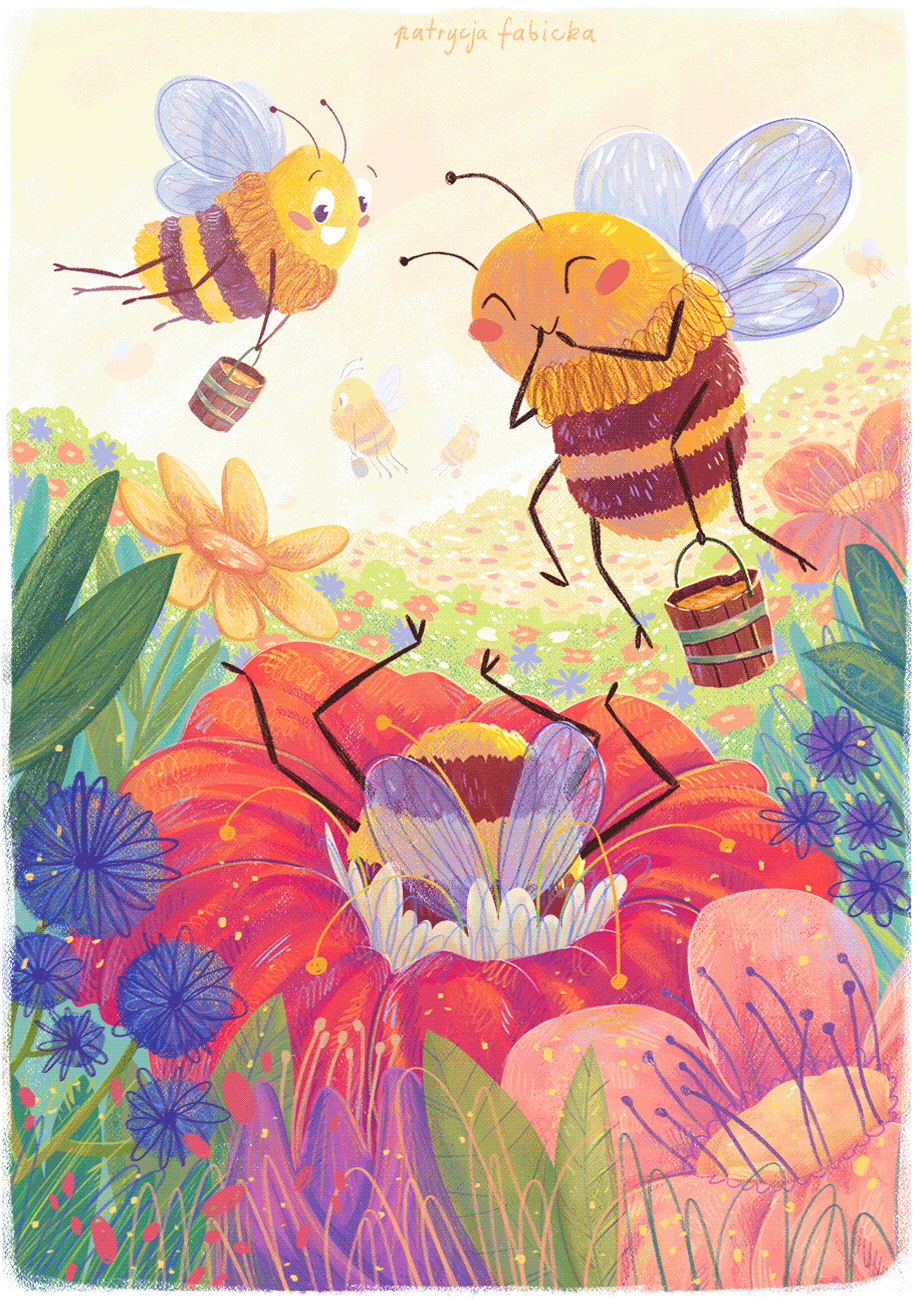bees cute animals illustration for kids ilustracja dla dzieci kidlitart