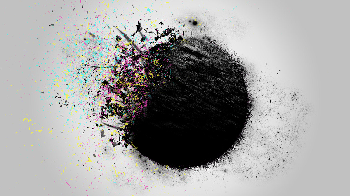 shattered black sphere black sphere exploding