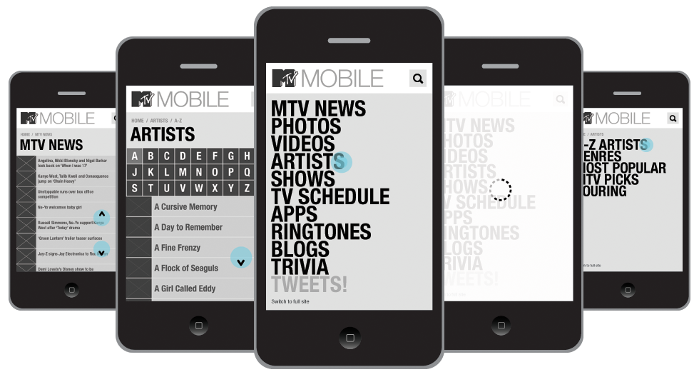 Mtv mobile iphone app application game ios music video tour wireframe concept location