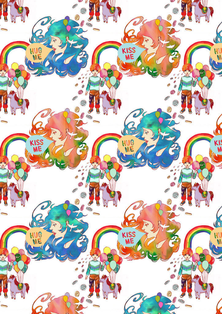 pattern  ink pony rainbow Candy Love kiss