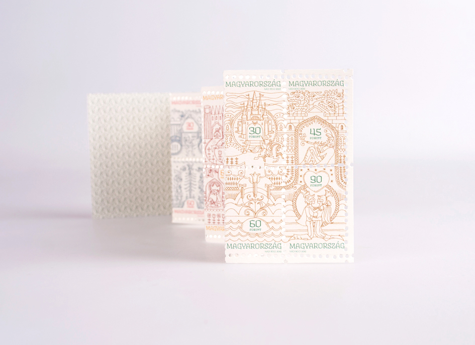 hungarian stamp folk tale degree Stamp Design pattern ornamental Philately philatelia hairline