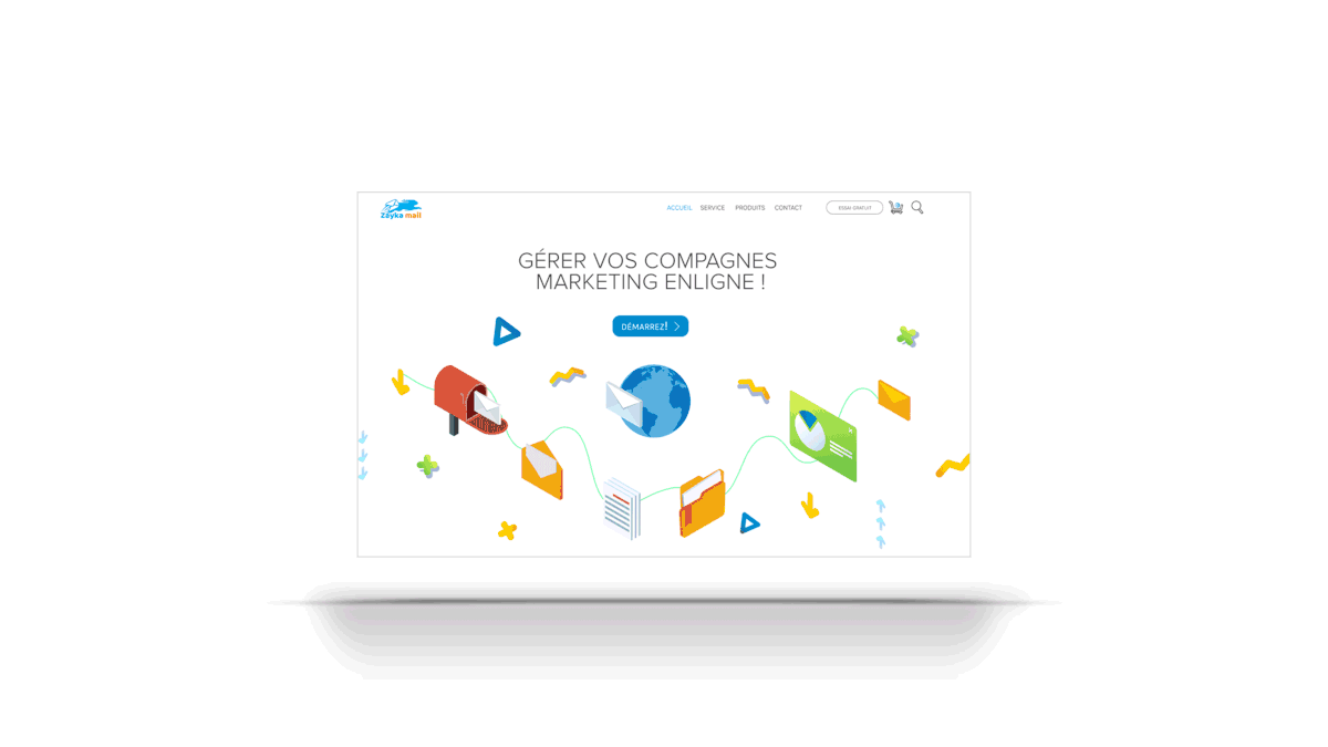 Web site mailing design service Interface onepage minimalist animation  2D