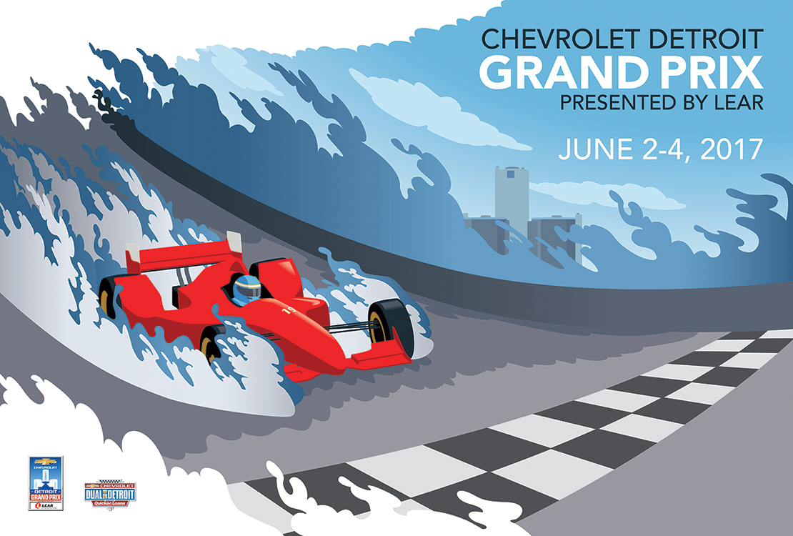Detroit Grand Prix poster Indy Car GRAND PRIX lear chevrolet GM race Racing Cars