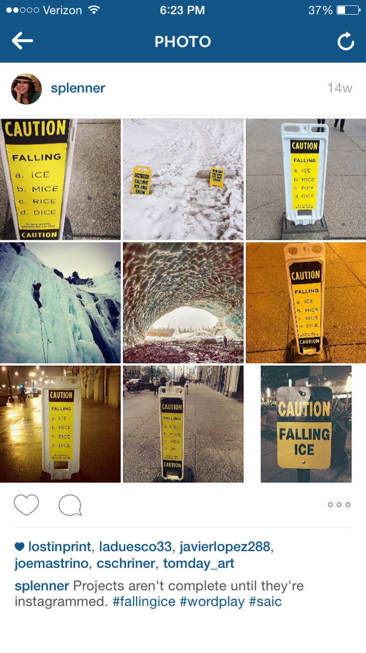 Signage humor multiple choice caution osha compliant chicago winter sidewalk