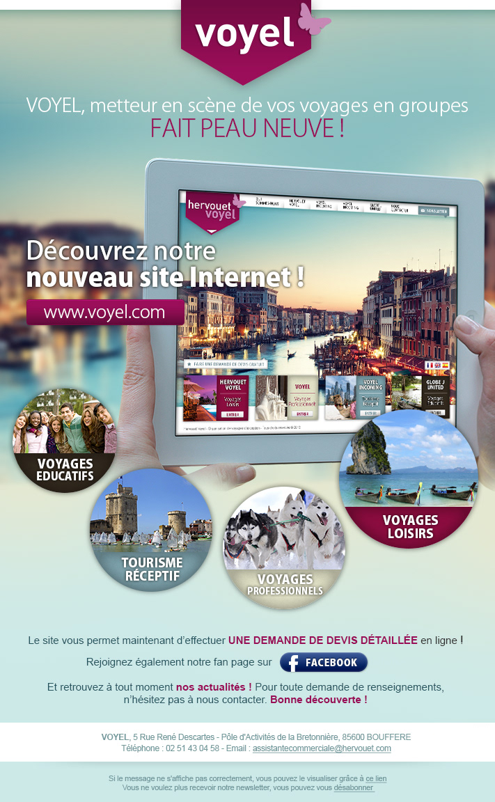 Travel  agency  Voyages purple Contao Webdesign Freelance hypaepa Nantes france