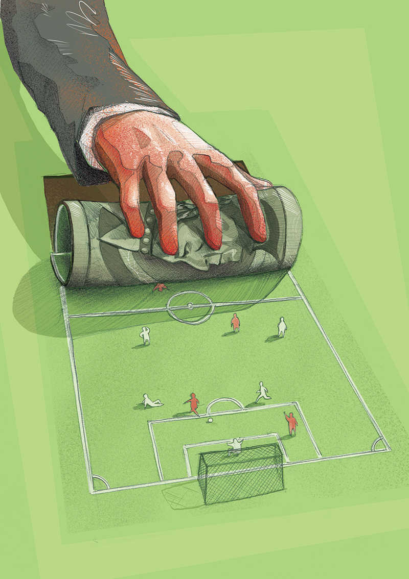 footbal editorial kopalnia magazine soccer cichecki money politics england rooney PLN cash pencil sketch