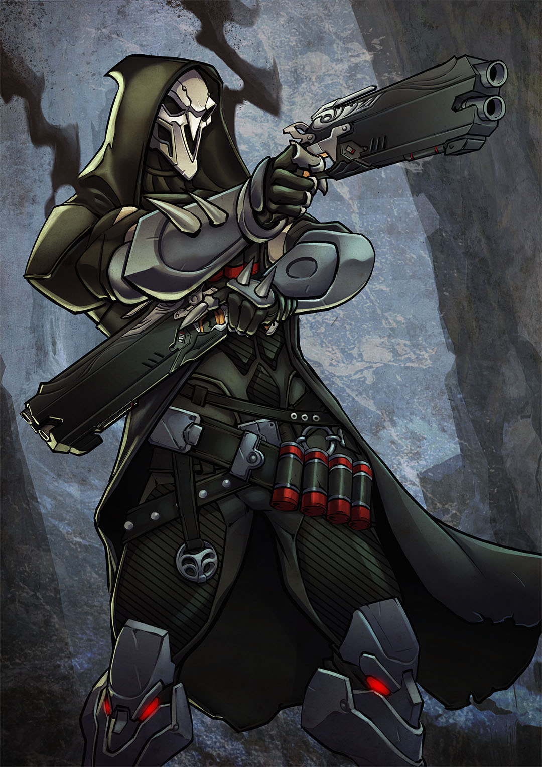 overwatch  reaper Blizzard Fan Art genjin D.va