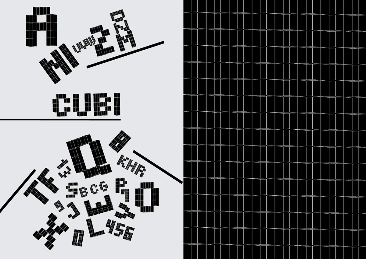 design lauriane bernard graphisme typo Typographie cube Cubi SketchUP vectoriel creation Illustrator InDesign licence strasbourg