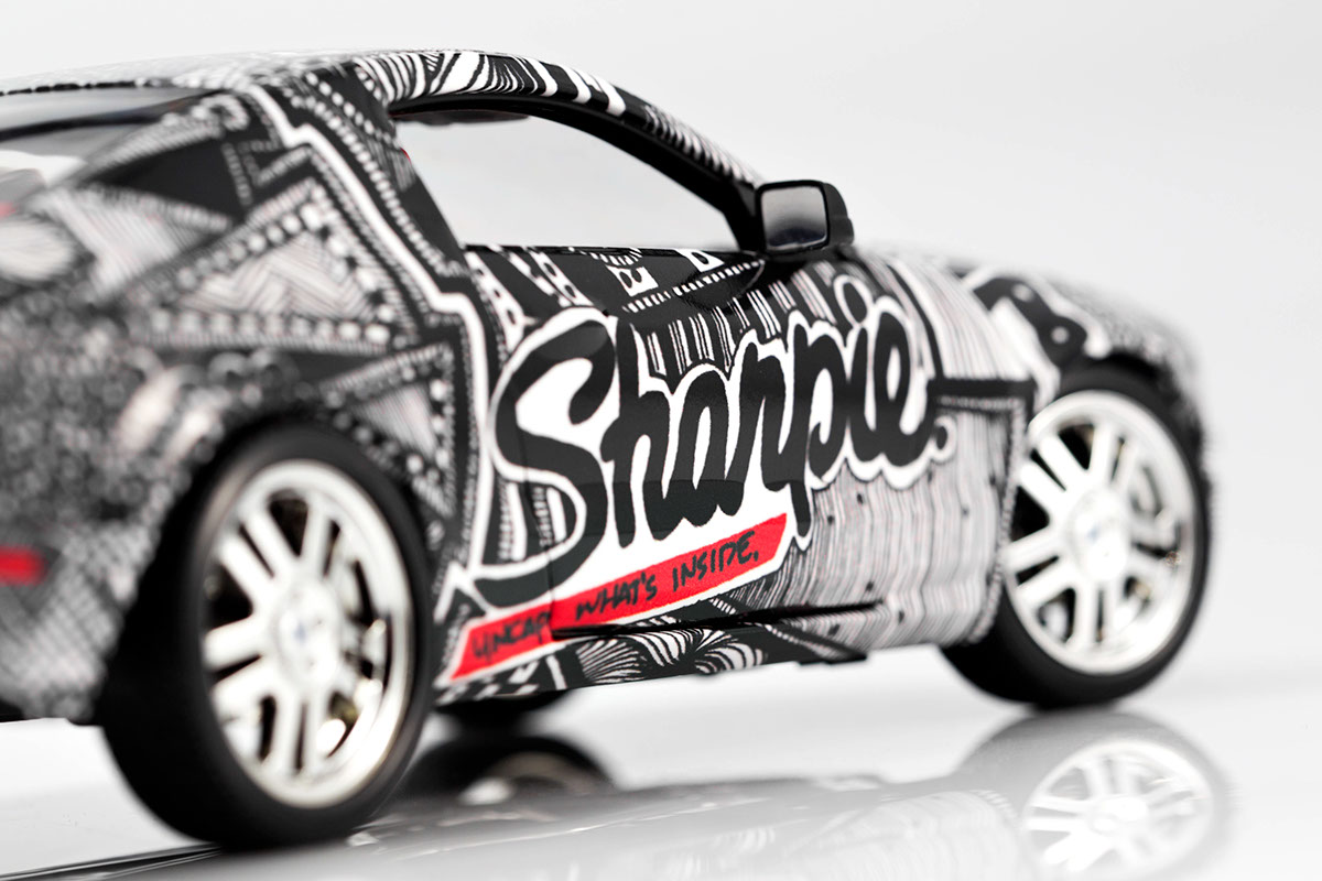 car wrap Sharpie Mustang  graphic design  production design SCAD Sharpie Car  ILLUSTRATION  vinyl car wrap doodle