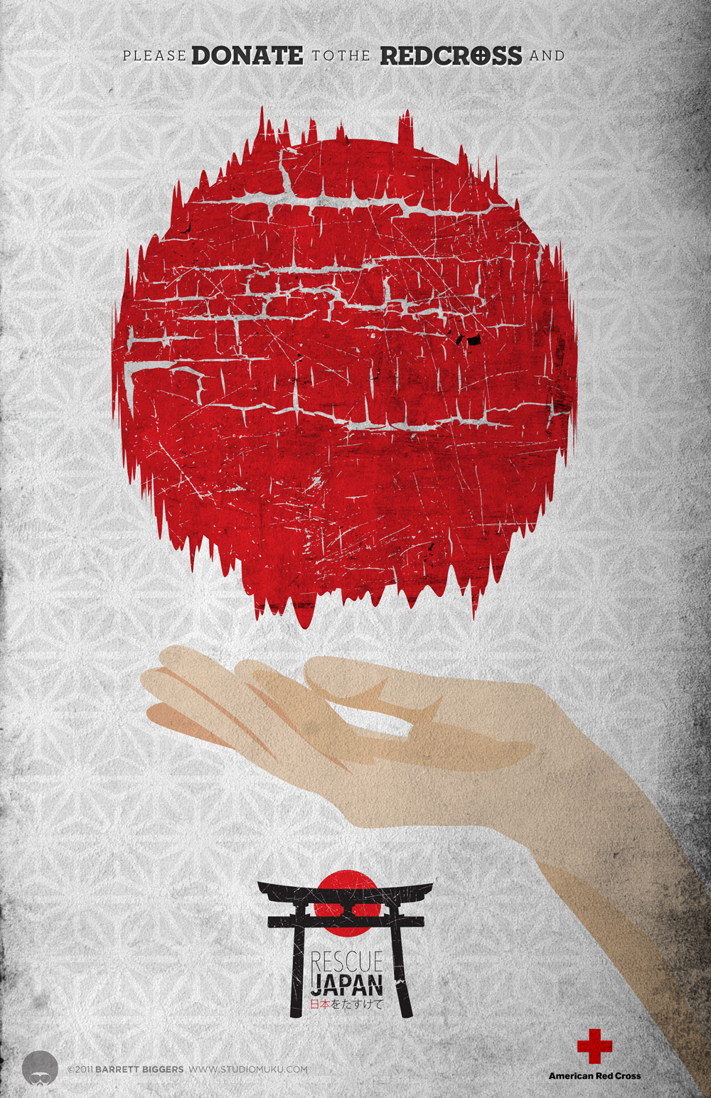 barrett biggers studiomuku japan japanese poster charity help Red Cross money texture dark colorful Ocean sea tsunami earthquake 2011 pacific photoshop