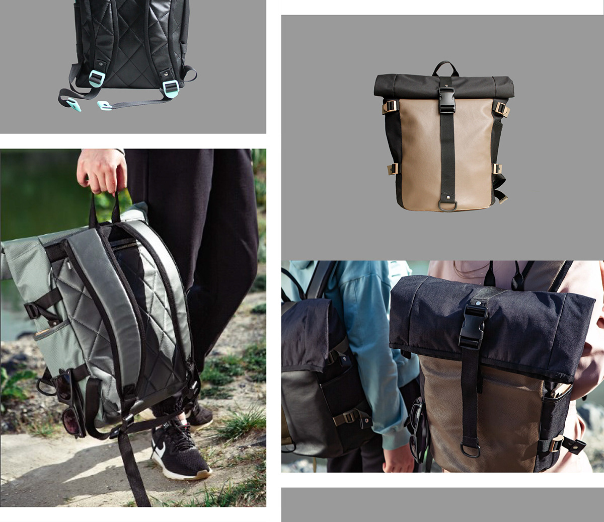 bag design collage Design backpack  fashion design Manifactory rolltop Rolltop Backpack Rucksack